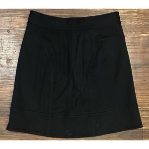 Diane Von Furstenberg Women's Midi Skirt Size 10 Black Wool Designer Pockets